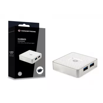 Conceptronic HUBBIES03W USB-keskitin USB 3.2 Gen 1 (3.1 Gen 1) Micro-B 5000 Mbit/s, valkoinen