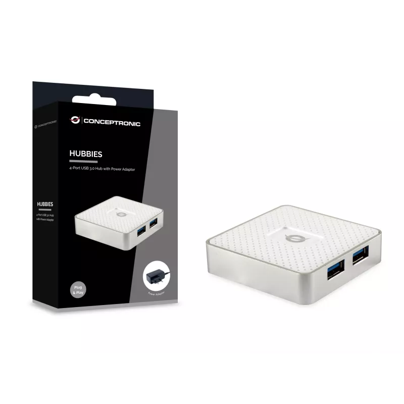 Conceptronic HUBBIES03W USB-keskitin USB 3.2 Gen 1 (3.1 Gen 1) Micro-B 5000 Mbit/s, valkoinen