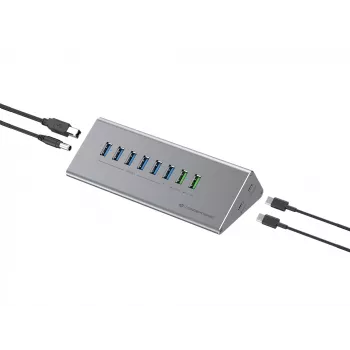 Conceptronic HUBBIES18G 10-in-1 60W USB 3.0 -keskitin-laturiyhdistelmä, 2-in-1 USB-C–USB-A-kaapeli, USB 3.2 Gen 1