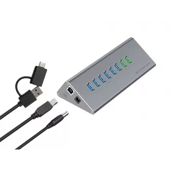 Conceptronic HUBBIES18G 10-in-1 60W USB 3.0 -keskitin-laturiyhdistelmä, 2-in-1 USB-C–USB-A-kaapeli, USB 3.2 Gen 1