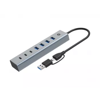 Conceptronic HUBBIES20G 7-porttinen USB 3.0 -keskitin, 5 Gbit/s, USB-C x 3, USB-A x 4