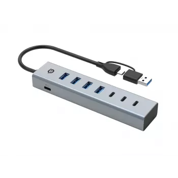 Conceptronic HUBBIES20G 7-porttinen USB 3.0 -keskitin, 5 Gbit/s, USB-C x 3, USB-A x 4