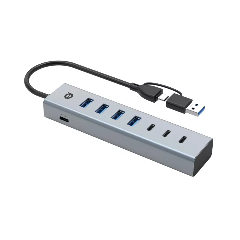 Conceptronic HUBBIES20G 7-porttinen USB 3.0 -keskitin, 5 Gbit/s, USB-C x 3, USB-A x 4