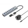 Conceptronic HUBBIES21GP 7-porttinen USB 3.0 -keskitin virtalähteellä, 5 Gbit/s, USB-A x 7