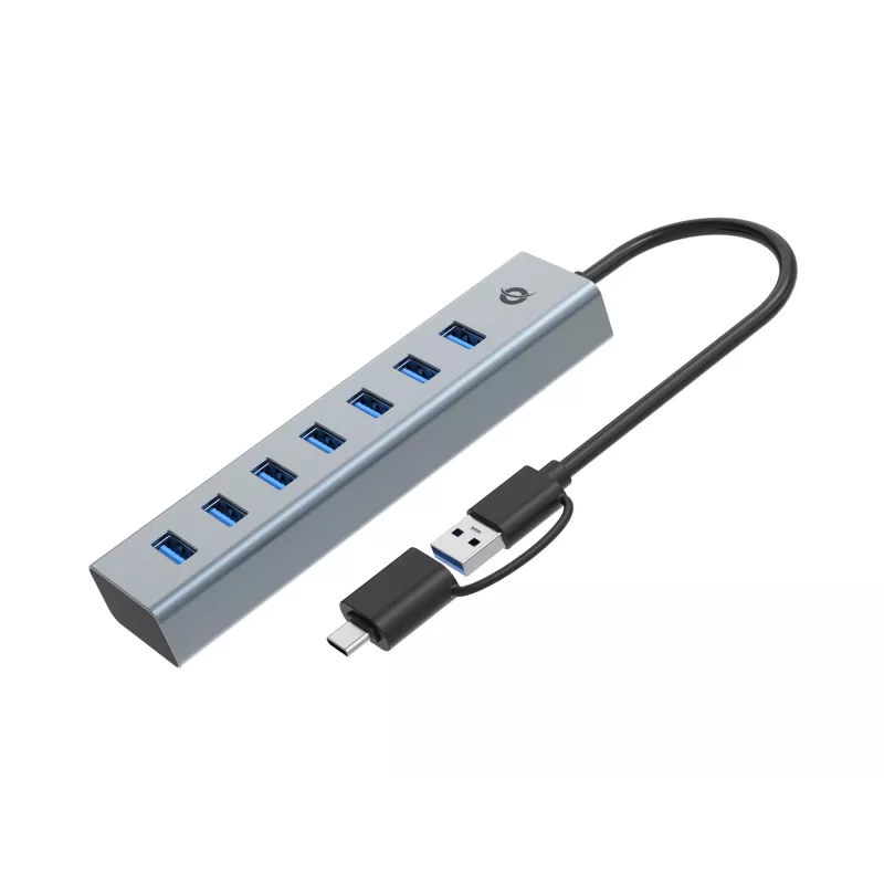 Conceptronic HUBBIES21GP 7-porttinen USB 3.0 -keskitin virtalähteellä, 5 Gbit/s, USB-A x 7