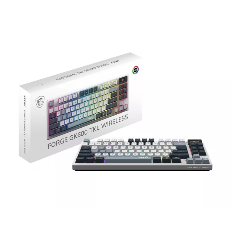 MSI Forge GK600 TKL Wireless Sky pelinäppäimistö, DE (QWERTZ) -asettelu