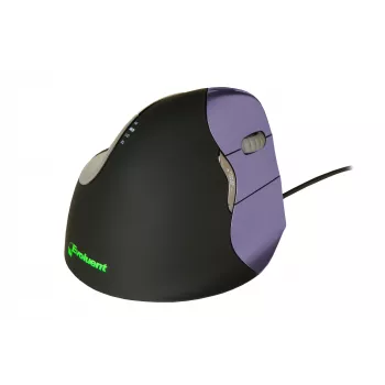 BakkerElkhuizen Evoluent 4 Small, oikeakätinen, pystysuora muotoilu, laser, USB Type-A, 2600 DPI, musta, violetti