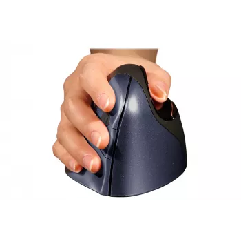 BakkerElkhuizen Evoluent 4 Wireless, oikeakätinen, pystysuora muotoilu, laser, RF Wireless, 2600 DPI, musta, sininen