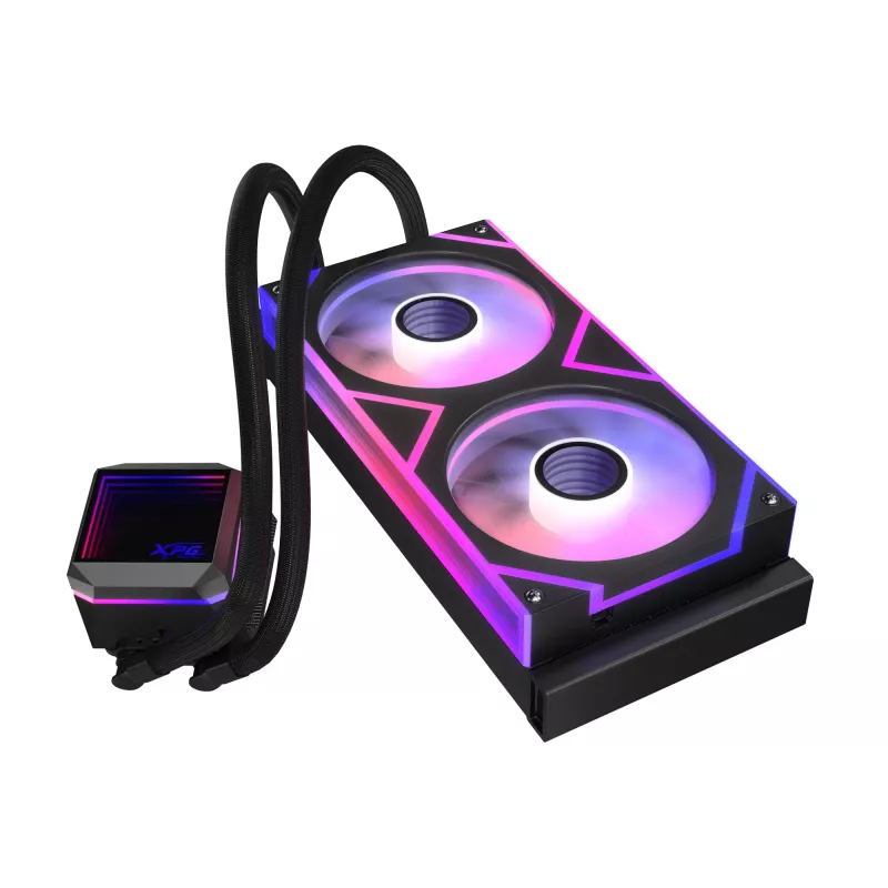 ADATA XPG Levante II 240 AIO-nestejäähdytin prosessorille, 240 mm, 2 x 120 mm ARGB-tuulettimet, musta