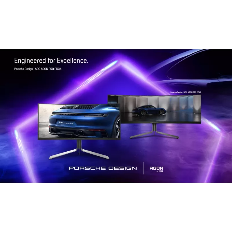 AOC Porsche PD34 tietokonenäyttö 86,4 cm (34 inch) 3440 x 1440 pikseliä Wide Quad HD QD-OLED musta