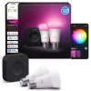 Philips Hue White and Colour Ambiance aloituspakkaus, Hue Bridge Pro + 2 x E27 A60 LED-lamppua, Bluetooth/Zigbee, 1100 lm