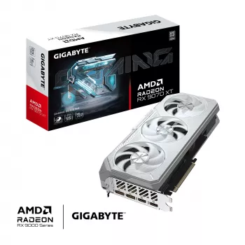 Näytönohjain GIGABYTE Radeon RX 9070 XT GAMING OC ICE 16 GB GDDR6 256-Bit PCIe 5.0 3 tuuletinta valkoinen