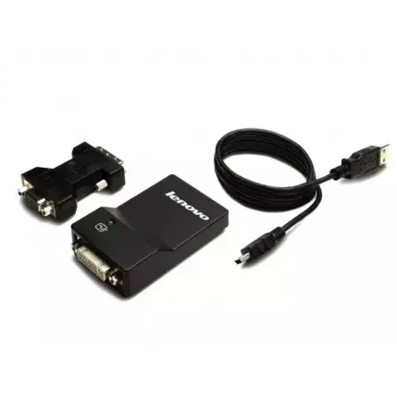 Lenovo USB 3.0 - DVI/VGA USB-näytönohjainsovitin 2048 x 1152 pikseliä musta