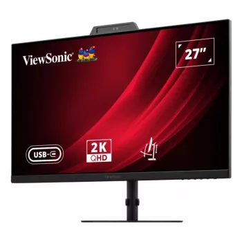27 tuuman ViewSonic VG2741V-2K tietokonenäyttö, 2560×1440 QHD, 4 ms, IPS/LCD, sisäänrakennetut kaiuttimet, VESA, korkeussäädettävä, musta