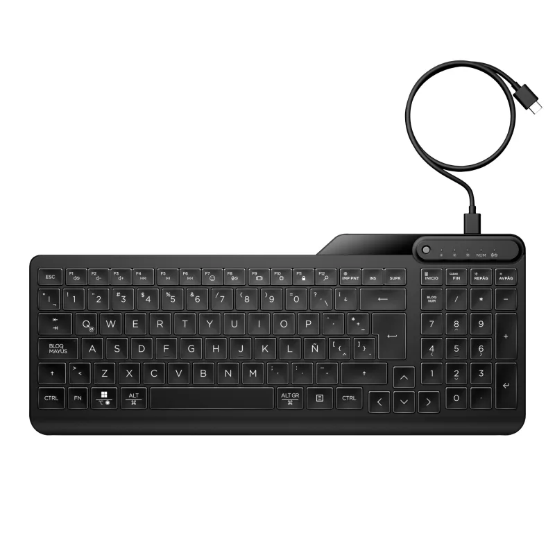 HP 400 taustavalaistu langallinen näppäimistö täysikokoinen USB musta