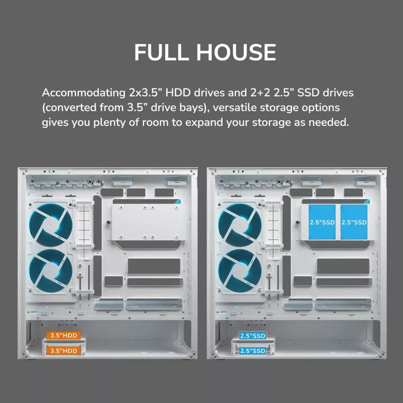 COUGAR Midi-tornikotelo, CFV235, ARGB, lasi, musta