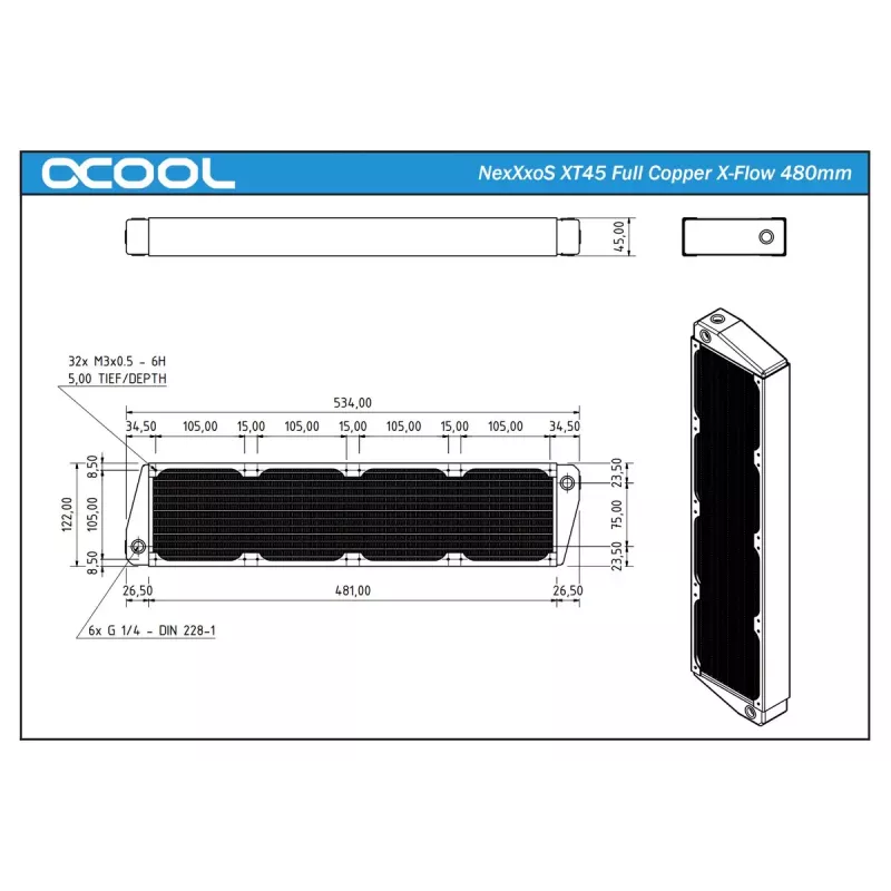 Jäähdytin Alphacool NexXxoS XT45 Full Copper X-Flow