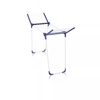 Lattialla seisova pyykkiteline Leifheit Pegasus 120 Solid Compact, taitettava metalli/muovi, 12 m kuivausala, 920×440×1490 mm