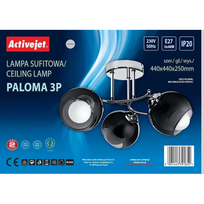 Activejet AJE-PALOMA 3P riippuvalaisin, 3x E27, 3x40W