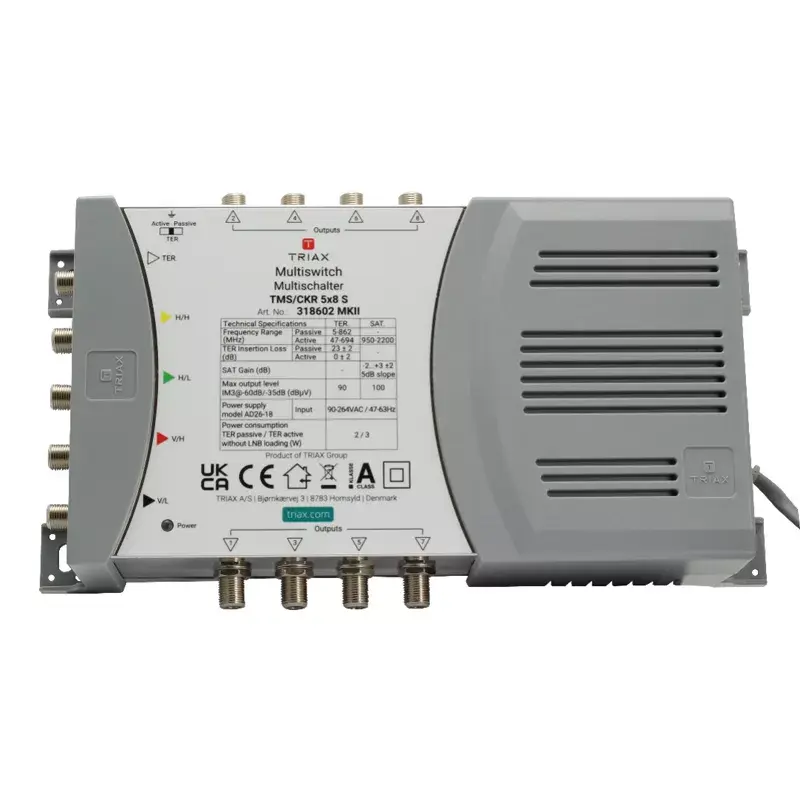 Satelliittien multiswitch Triax 318602 5 tuloa 8 lähtöä