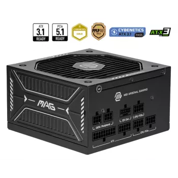 Virtalähde MSI MAG A750GLS PCIE5 750W 24-Pin ATX täysmodulaarinen 80 PLUS Gold musta