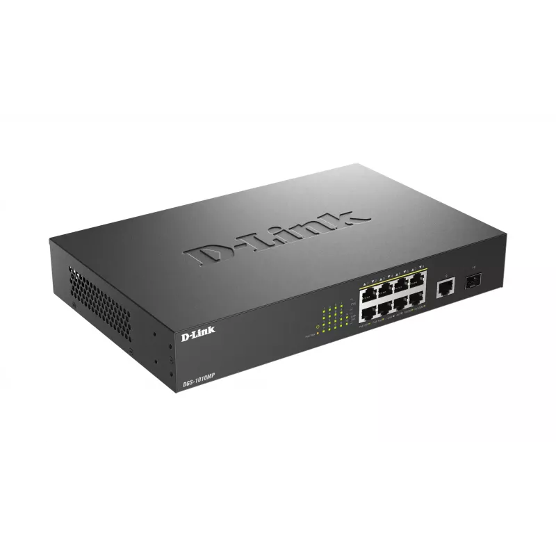 D-Link DGS-1010MP/E verkkokytkin hallitsematon L2 Gigabit Ethernet (10/100/1000) Power over Ethernet (PoE) 1U musta