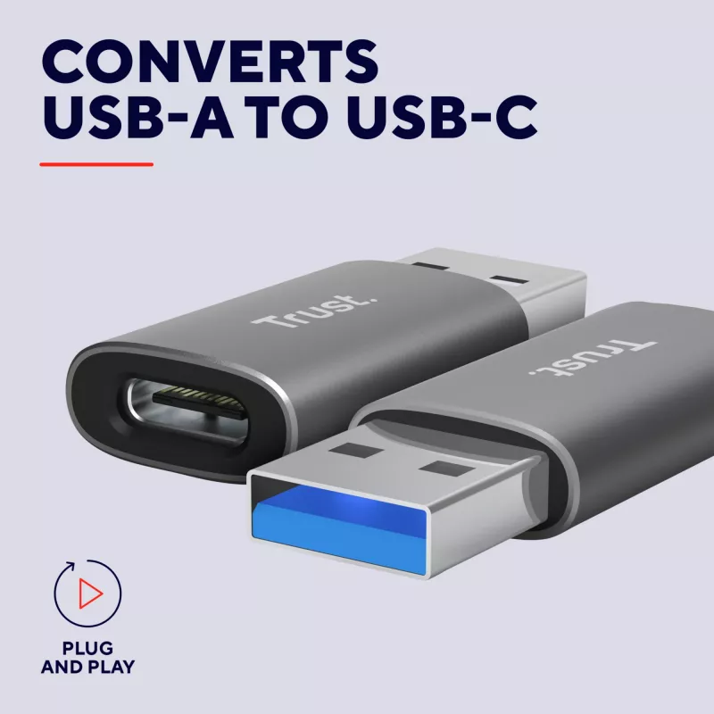 Trust Calyx USB Type-C USB Type-A harmaa liitäntä 1 USB Type-C liitäntä 2 USB Type-A