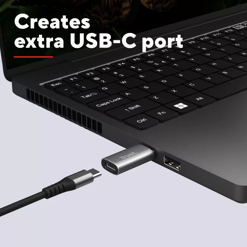 Trust Calyx USB Type-C USB Type-A harmaa liitäntä 1 USB Type-C liitäntä 2 USB Type-A