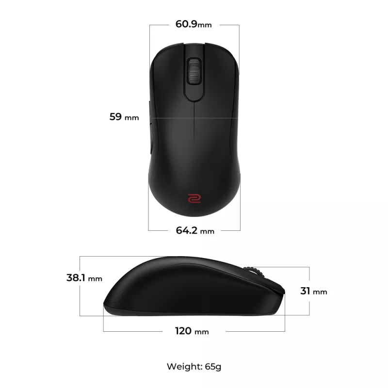 Pelihiiri BenQ ZOWIE S2-DW oikeakätinen RF Wireless 3200 DPI