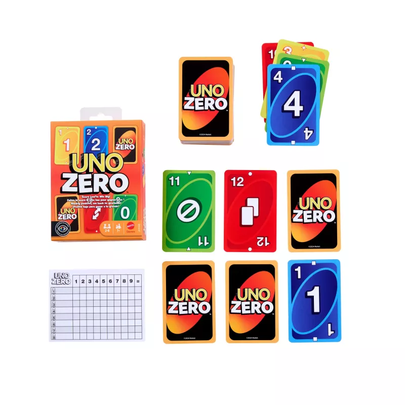 Korttipeli MATTEL UNO Zero — poistopeli, ikä 7+, sis. pakka ja pelilehtiö