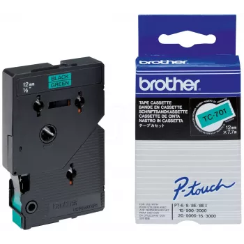 Merkintänauha Brother TC701 12 mm musta vihreällä