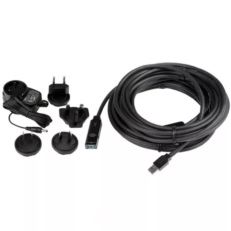 StarTech.com 10m aktiivinen USB 3.0 jatkokaapeli - M/F, 10 m, USB A, USB A, USB 3.2 Gen 1 (3.1 Gen 1), 5 Gbit/s, musta
