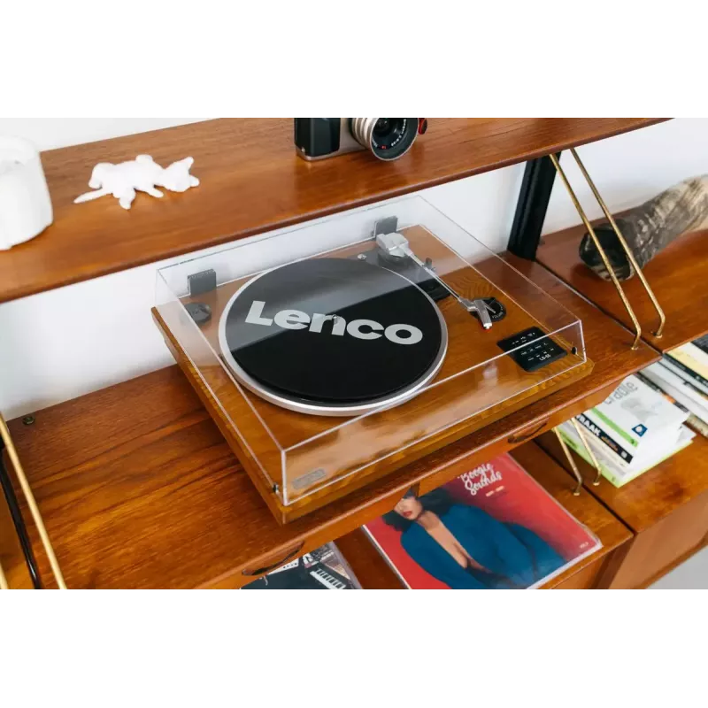 Hihnavetoinen audio-levysoitin Lenco LS-55WA puu puoliautomaattinen USB Bluetooth