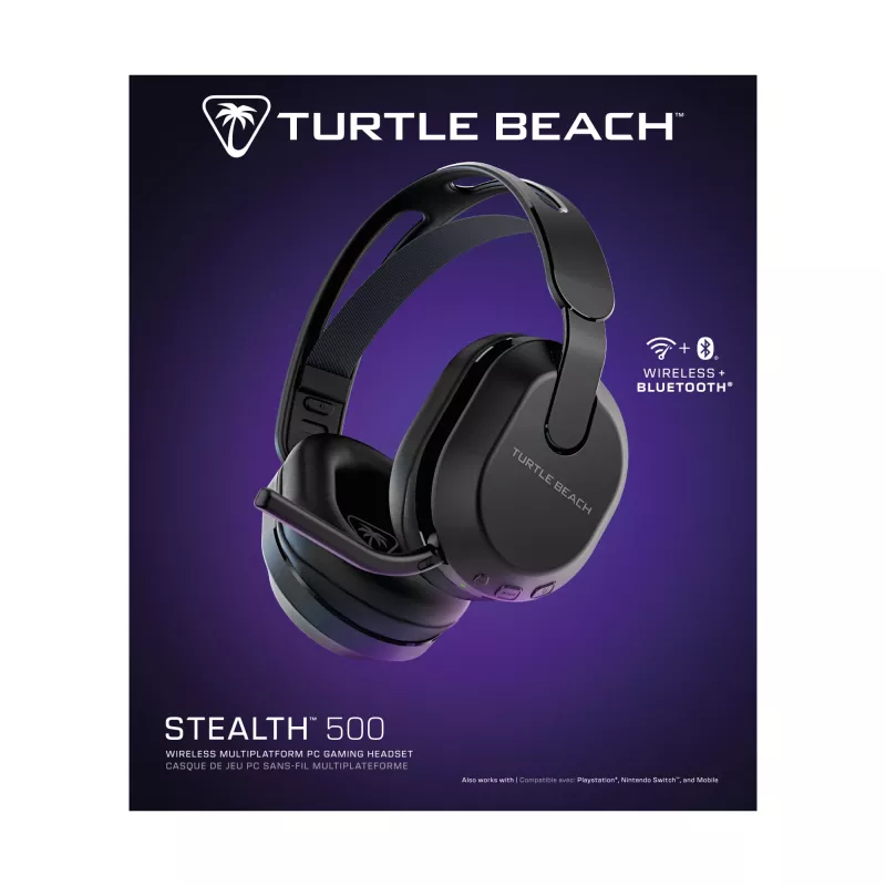 Turtle Beach Stealth 500 musta PC langaton pelikuulokemikrofoni jopa 40 tunnin akunkestolla ja Bluetoothilla PC:lle, PS5:lle, PS4:lle ja mobiililaitteille