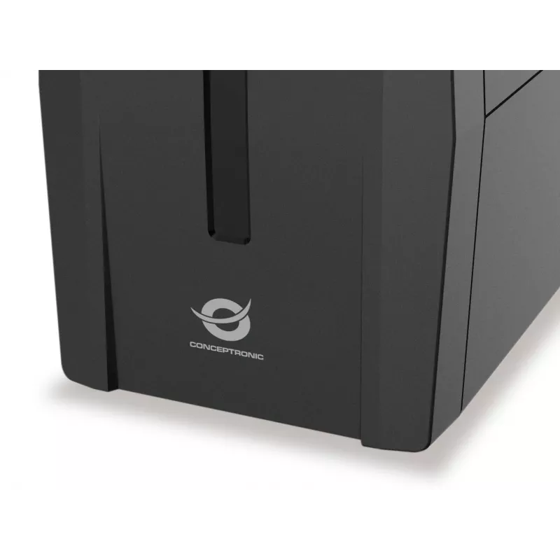 Conceptronic ZEUS02ES linjainteraktiivinen UPS, 850 VA (0,85 kVA), 480 W, 2x Schuko, HID USB, RJ45 sisään/ulos, 220-240 V, musta