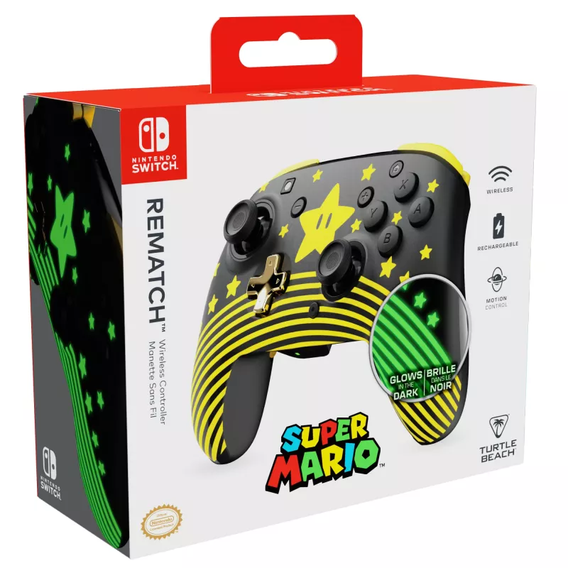 Turtle Beach Rematch TBC-8101-75 langaton ohjain Nintendo Switchille, Super Mario Star, musta/keltainen