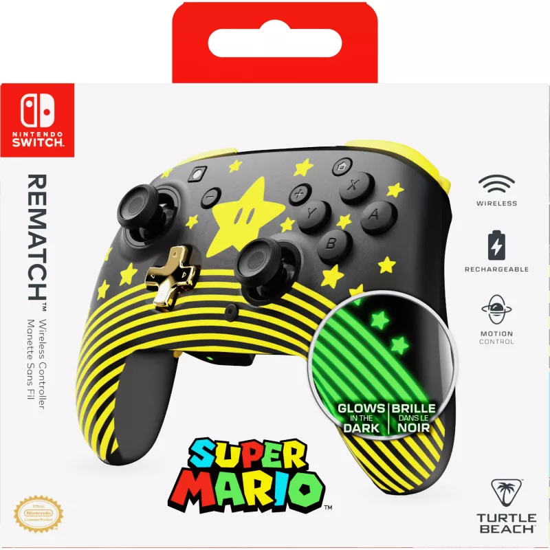 Turtle Beach Rematch TBC-8101-75 langaton ohjain Nintendo Switchille, Super Mario Star, musta/keltainen