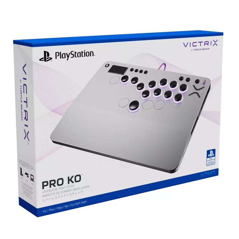 PDP Victrix Pro KO Leverless Fight Stick harmaa USB fightstick PC, PlayStation 4, PlayStation 5