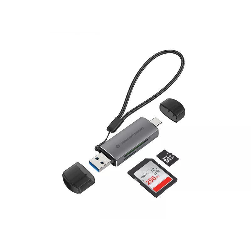 Conceptronic BIAN05G 2-in-1 USB 3.0 Dual Plug -kortinlukija, SD/MicroSD 3.0, UHS-I