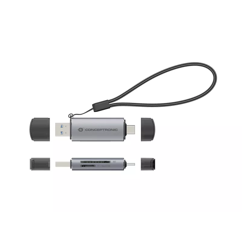 Conceptronic BIAN05G 2-in-1 USB 3.0 Dual Plug -kortinlukija, SD/MicroSD 3.0, UHS-I