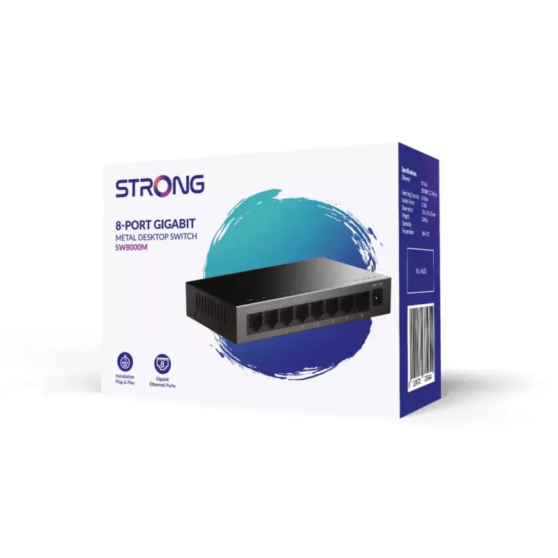 Strong SW8000M verkkokytkin Gigabit Ethernet 8 porttia 16 Gbit/s