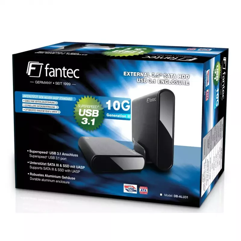 HDD-kotelo Fantec DB-ALU31 musta 3,5 tuumaa
