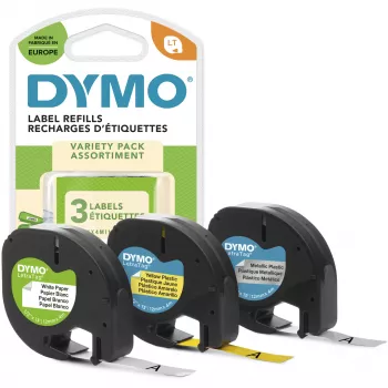 DYMO LetraTag -merkintänauha lajiteltu 3 kpl:n pakkaus