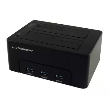LC Power LC-DOCK-U3-HUB - HDD-telakointiasema verkkonäytöllä, 3-porttinen USB-keskitin, virtakytkin, kloonaustoiminto, paikat: 2 - 2.5 / 3.5 jaettu