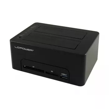 LC Power LC-DOCK-U3-CR - HDD-telakointiasema verkkonäytöllä, virtakytkin, kloonaustoiminto, paikat: 2 - 2.5 / 3.5 jaettu (6,4 cm/8,9 cm