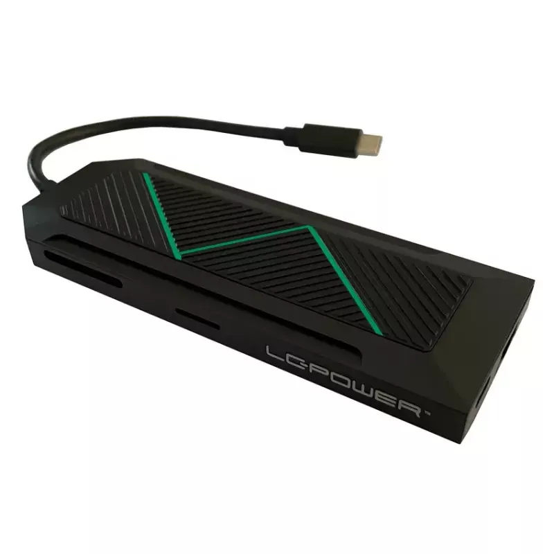USB-keskitin LC-Power LC-HUB-C-MULTI-6-RGB Type-C 5000 Mbit/s musta