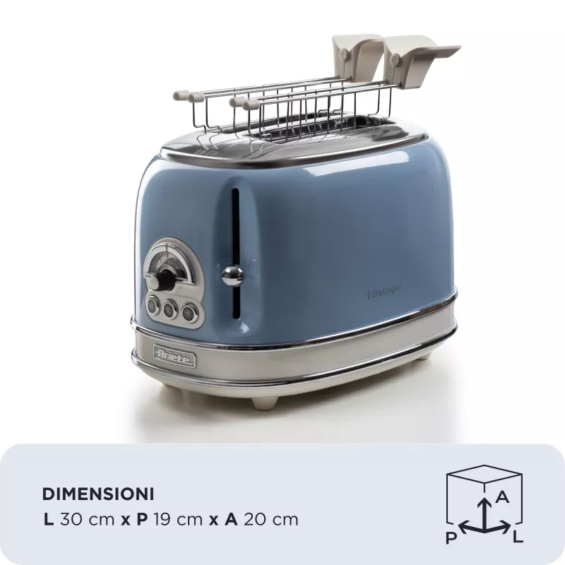 Ariete Vintage 155/05 2-viipaleen leivänpaahdin, 810 W, sininen