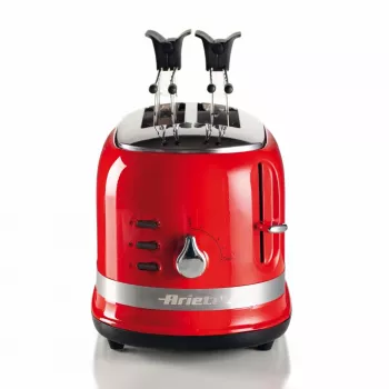 Ariete 149 leivänpaahdin pihdeillä 2 leipäviipaleelle - automaattinen ulostyöntö - sulatus - 6 ruskistustasoa - 800 wattia - Modern Line - punainen