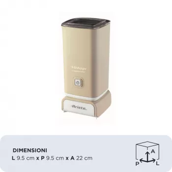 Ariete 2878 Vintage maidonvaahdotin cappuccinolle, teelle, kuumalle ja kylmälle suklaalle, pikajuomille, 500 wattia, pastellinbeige väri
