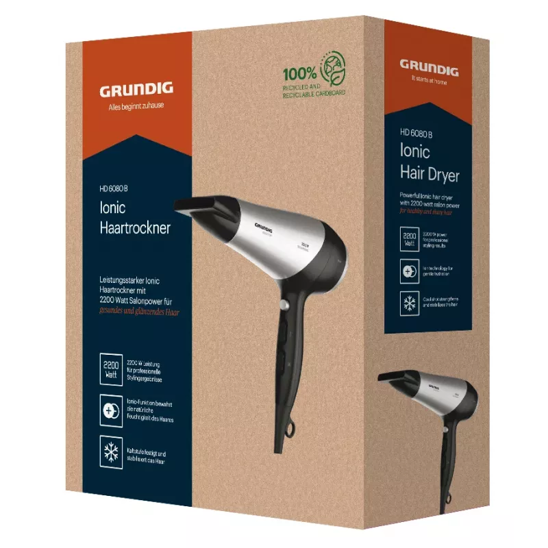 Grundig HD 6080 B hiustenkuivaaja 2200 W musta, hopea